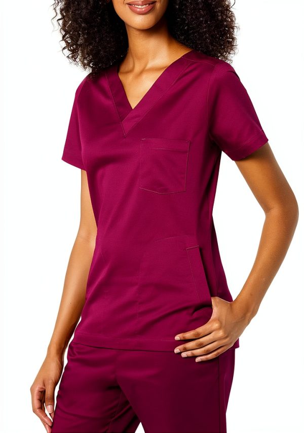 Women's Scrub Top Amazon Essentials Classic Fit V-Neck Stretch-3