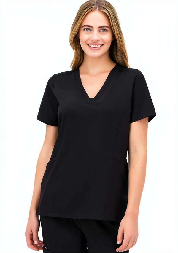 Hanes Women's Scrub Top HSA100 V‑Neck Flexible Fit Medical Shirt-0