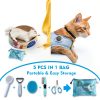 Grooming Brush Kit ONEZYE 5-Piece Cat Set with Self-Cleaning Flea Comb-5