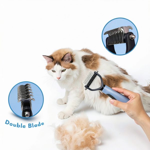 Grooming Brush Kit ONEZYE 5-Piece Cat Set with Self-Cleaning Flea Comb-2