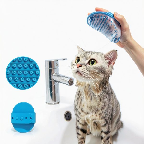 Grooming Brush Kit ONEZYE 5-Piece Cat Set with Self-Cleaning Flea Comb-3