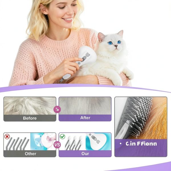 Pet Spray Grooming Brush by PawsMedal Self‑Cleaning Mist Comb-2