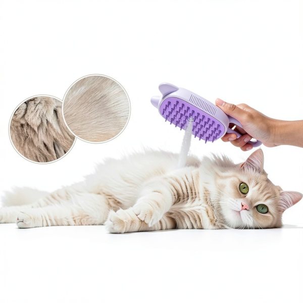 Rechargeable Cat Steam Brush CXCHKK 3-in-1 Mist Spray Purple-2