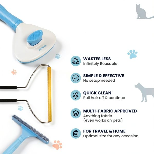 Analan 3-in-1 Pet Hair Remover & Grooming Set for Dogs & Cats – Self-Cleaning Brush for Shedding, Cat Brush, Metal Fur Remover for Couch Carpet & Car, and Rubber Tool for Clothes & Bedding-8