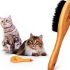 The Buddy System Cat Brush with Boar Bristle and Wooden Handle, Professional Grade Daily Grooming Hairbrush, Reduce Shedding, Soft Hair and Healthy Shine (1 Pack)-2