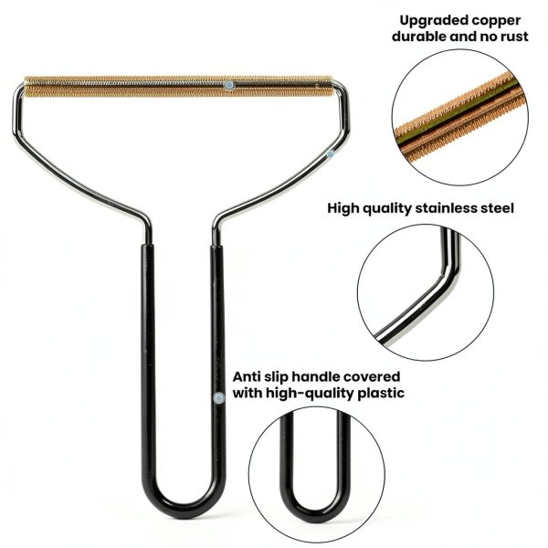 Analan 3-in-1 Pet Hair Remover & Grooming Set for Dogs & Cats – Self-Cleaning Brush for Shedding, Cat Brush, Metal Fur Remover for Couch Carpet & Car, and Rubber Tool for Clothes & Bedding-4