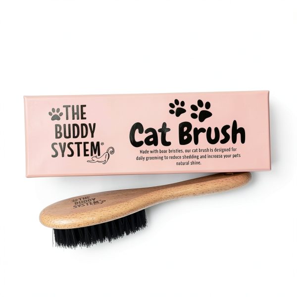 The Buddy System Cat Brush with Boar Bristle and Wooden Handle, Professional Grade Daily Grooming Hairbrush, Reduce Shedding, Soft Hair and Healthy Shine (1 Pack)-5